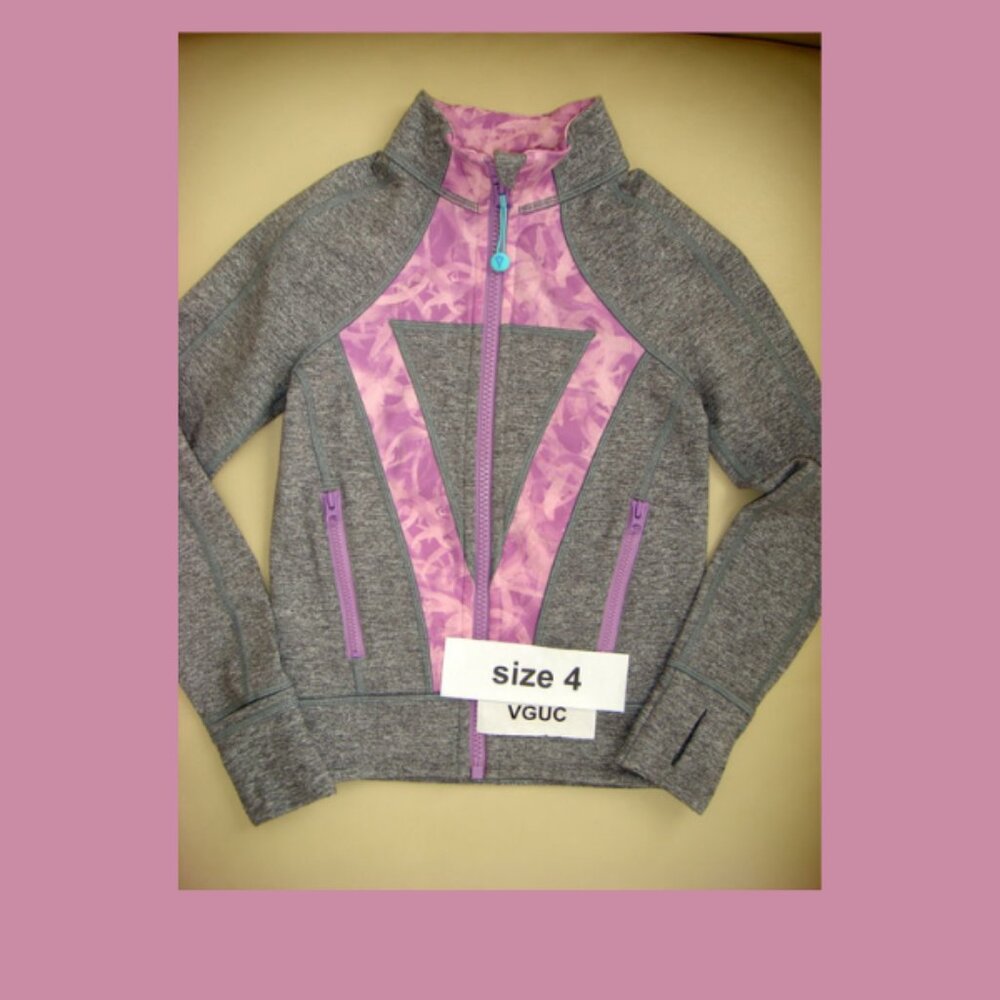 Ivivva Girl by Lululemon 🍋Perfect Your Practice Jacket grey thumbholes  size 4